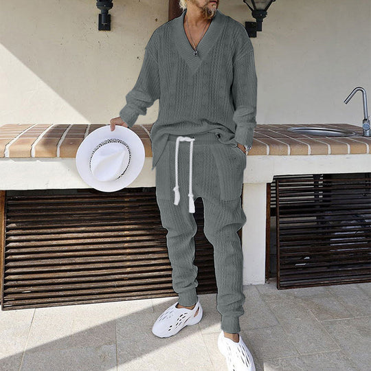 Herren lässiges Freizeit-Set aus atmungsaktivem Waffelstrick R&B