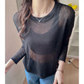 Damen Longsleeve Shirt Aus Leicht Transparentem Material mit Elegantem Fall R&B