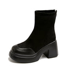 Damen Hohe Plateau-Stiefeletten aus velourslederlook R&B