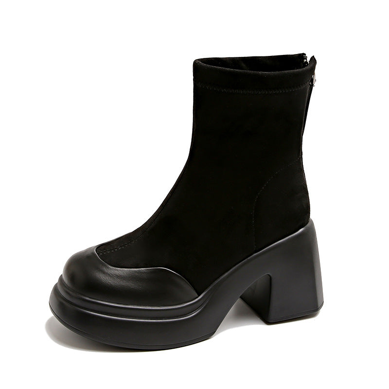 Damen Hohe Plateau-Stiefeletten aus velourslederlook R&B