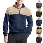 Herren nan Schulterpaneel-Halbzip-Sweatpullover mit gesteppter Schulterpartie und Kängurutasche R&B