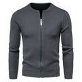 Herren stylische Strickjacke mit modernem Zipper und hohem Kragen