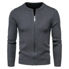 Herren stylische Strickjacke mit modernem Zipper und hohem Kragen