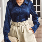 Damen Elegante satiniert Bluse mit floralen Muster R&B