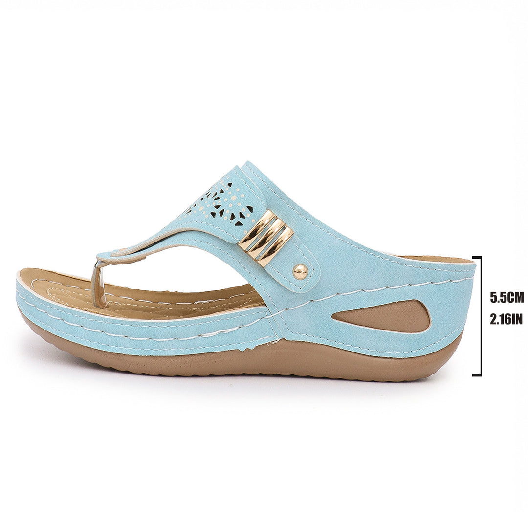 Damen Komfortable Zehentrenner-Sandalen mit modischem Verzierungsdetail R&B
