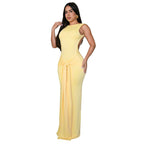 Damen Elegantes langes Kleid mit seitlichem Schlitz und Drapierung R&B
