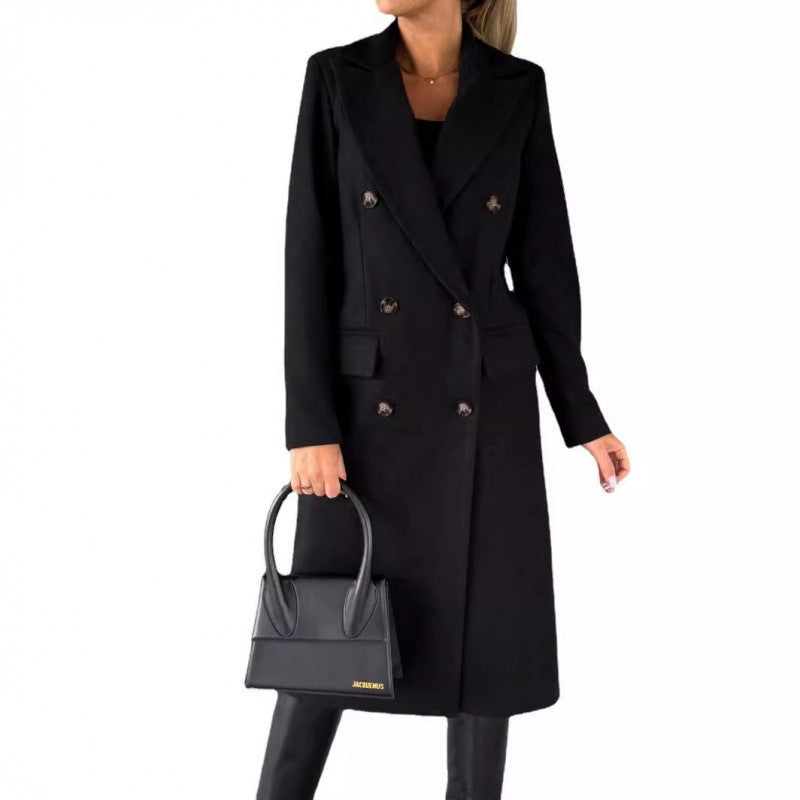 Damen Eleganter Doppelreihiger Mantel mit hochmodernem Schnitt R&B