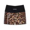 Damen Glitzernde Leoparden-Shorts mit elastischem Bund und stylischem Design R&B