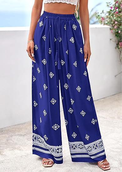 Damen weite Sommerhose mit Boho-Muster R&B