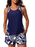 Damen Sportliches Tankini-Set mit geometrischem Design R&B