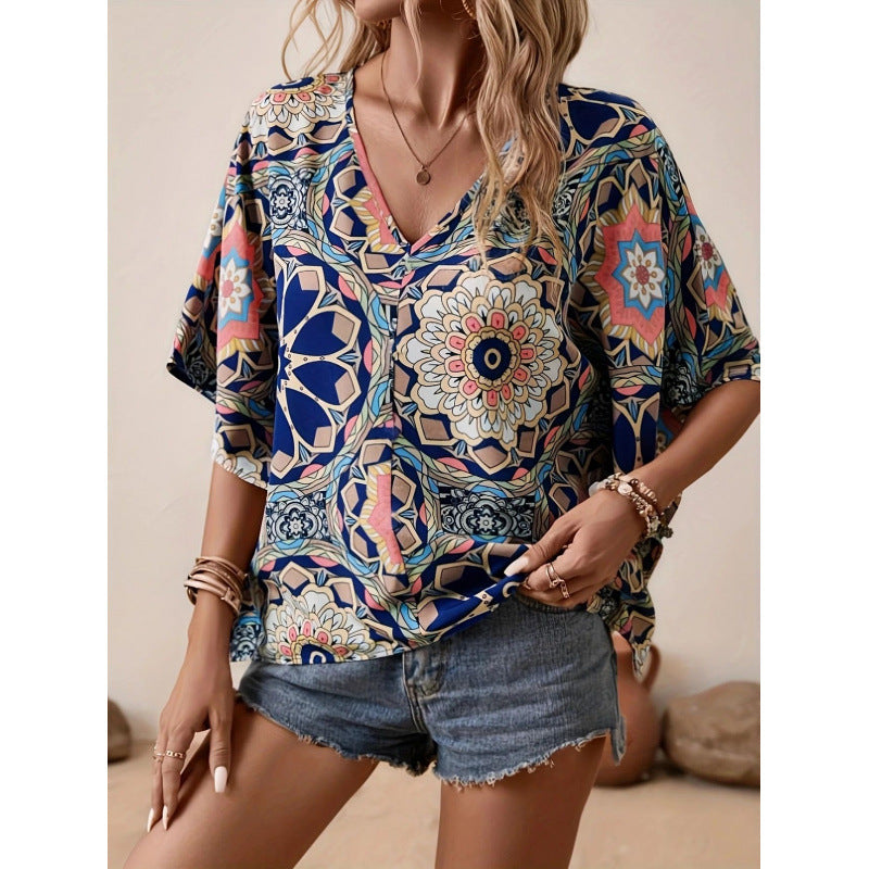Damen Oversized Bluse mit kontrastvollem Blumenmuster R&B