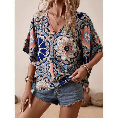 Damen Oversized Bluse mit kontrastvollem Blumenmuster R&B