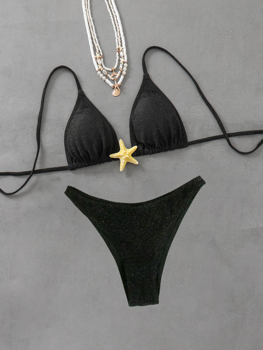 Damen Triangel-Bikini mit modischem Glitzer-Effekt R&B