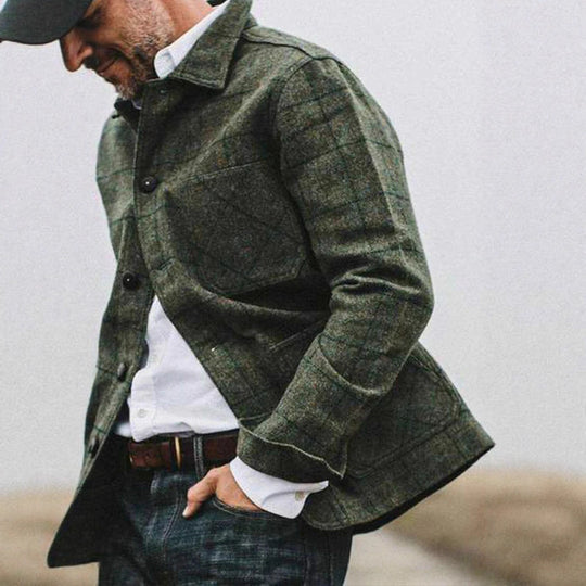 Herren elegante Wolljacke mit zeitlosem Karomuster