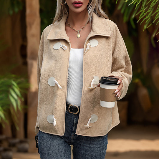 Damen Fleecejacke mit dekorativen Knöpfen und seitlichen Taschen R&B