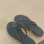 Damen Zehentrenner-Sandalen mit modischem Kettenakzent und ergonomischem Fußbett R&B