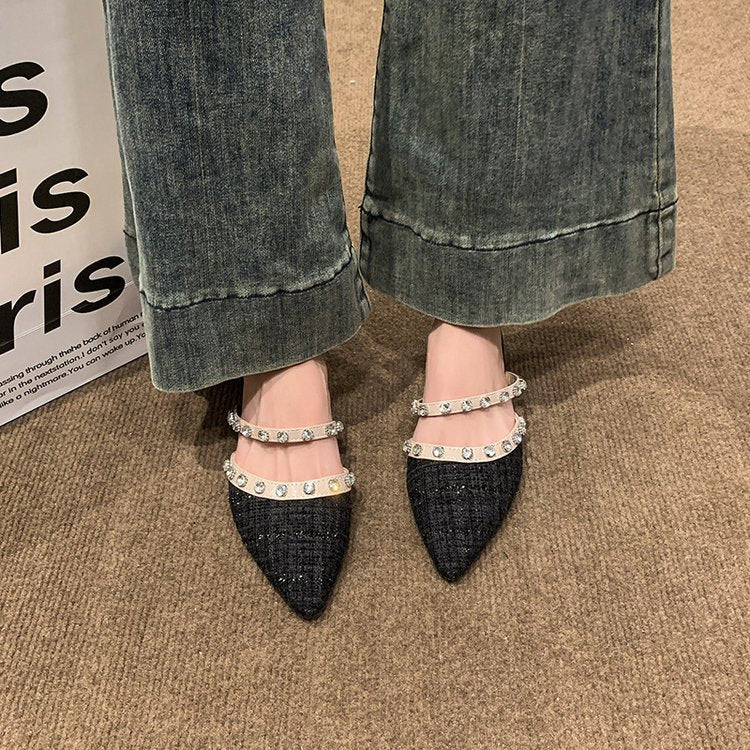 Damen elegante Mules mit funkelnden Strassdetails R&B