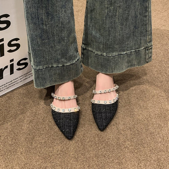 Damen elegante Mules mit funkelnden Strassdetails R&B