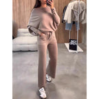 Damen bequeme Loungewear aus weichem Strickmaterial mit weitem Schnitt R&B