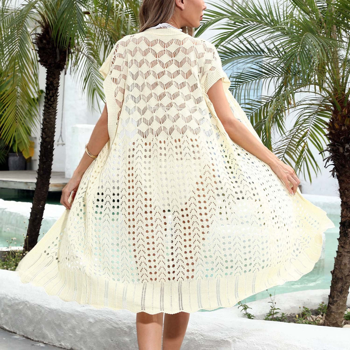Damen Strickkimono aus luftigem Netzmaterial R&B