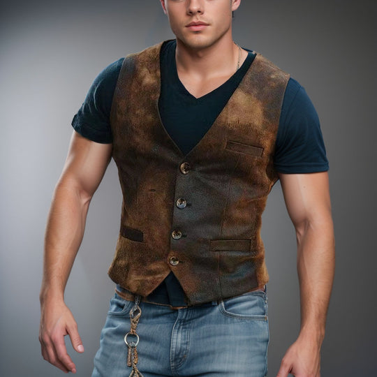 Herren stylische Weste mit akzenten und praktischen Taschen R&B
