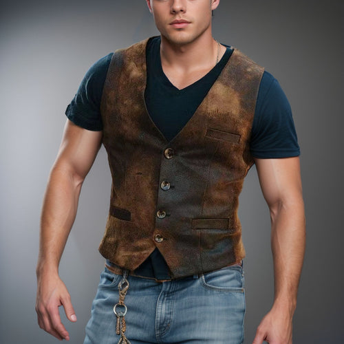 Herren stylische Weste mit akzenten und praktischen Taschen R&B