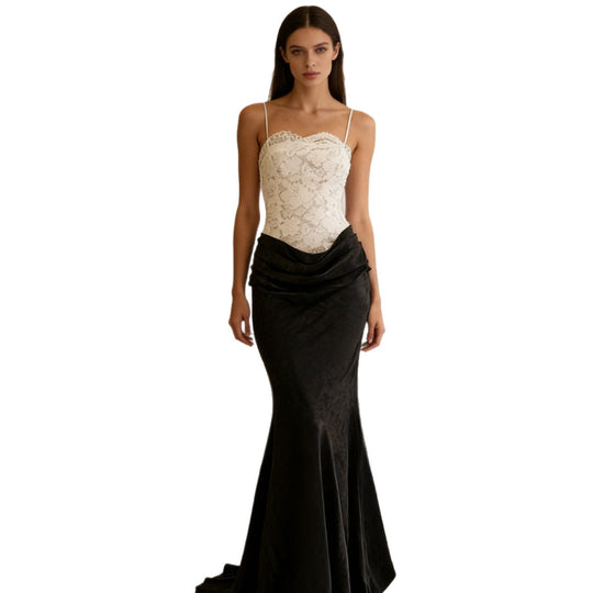 Damen Elegantes Abendkleid mit Spitzenoberteil und schwingendem Rock R&B