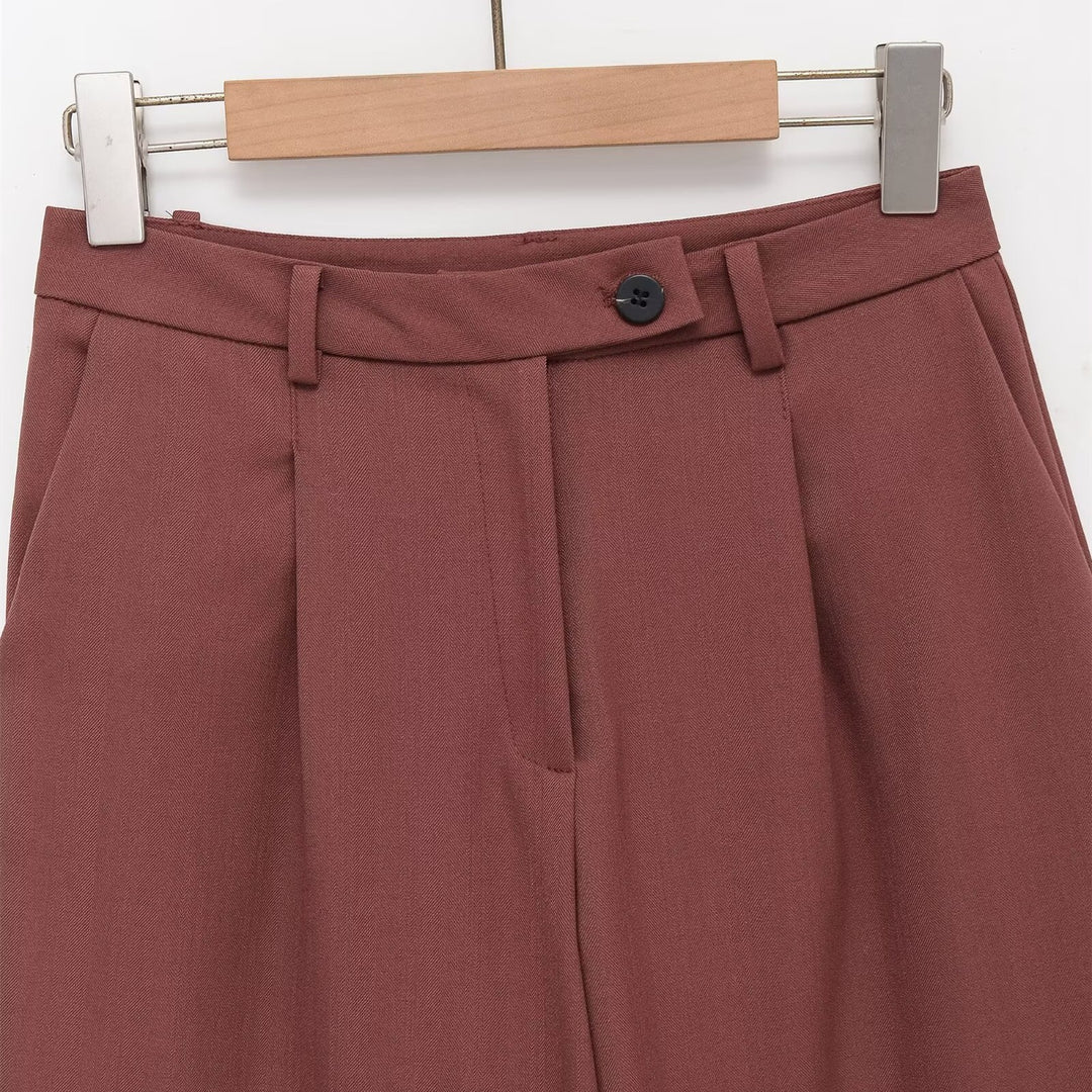 Damen weite Hochbund-Shorts mit eleganter Faltenlegung R&B
