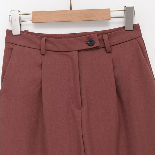 Damen weite Hochbund-Shorts mit eleganter Faltenlegung R&B