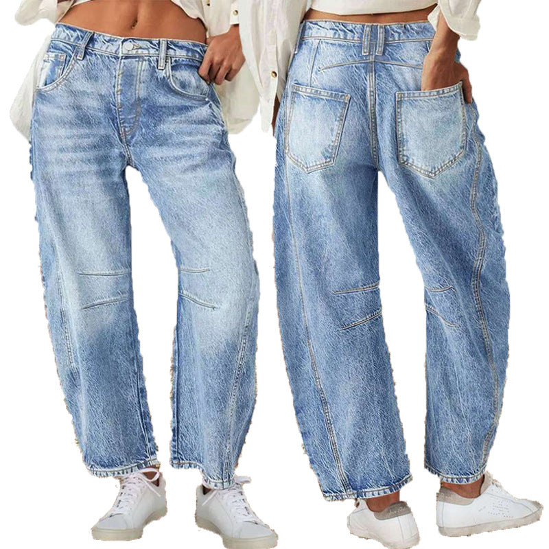 Damen Weite Jeans im lässigen Vintage-Stil mit hochwertigen Details R&B