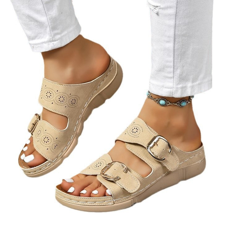 Damen Komfortable und stilvolle Zehentrenner-Sandalen mit verstellbarem Riemendesign R&B