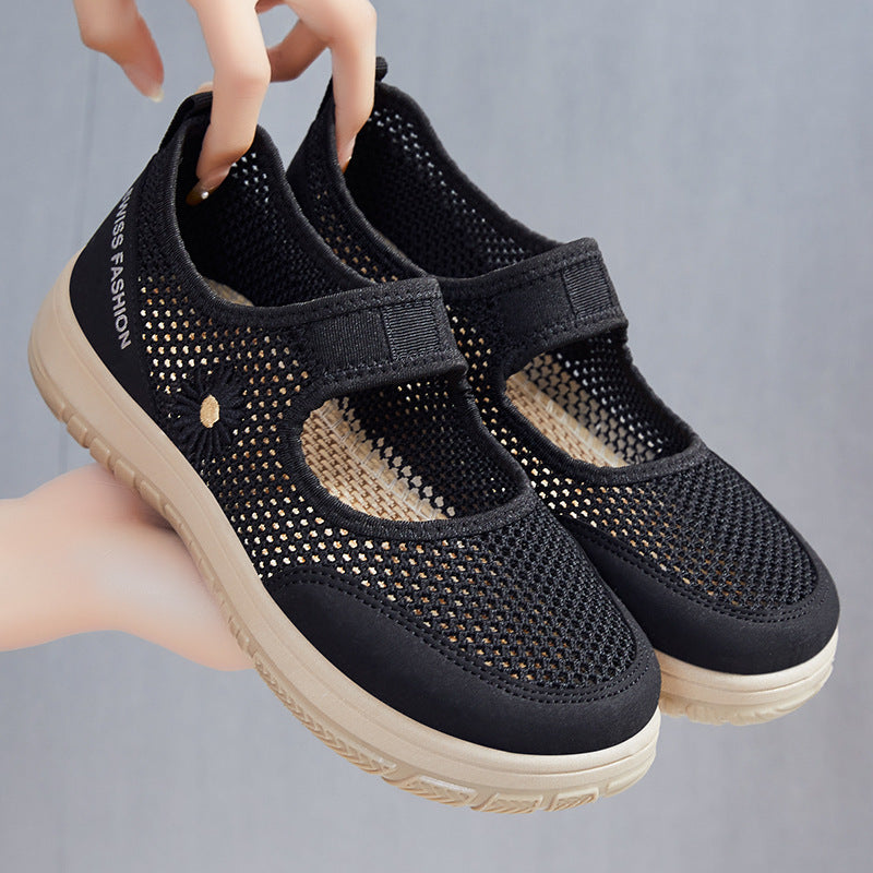 Damen Atmungsaktive Ballerinas mit dekorativem Blumenmuster R&B