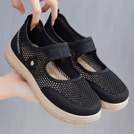 Damen Atmungsaktive Ballerinas mit dekorativem Blumenmuster R&B