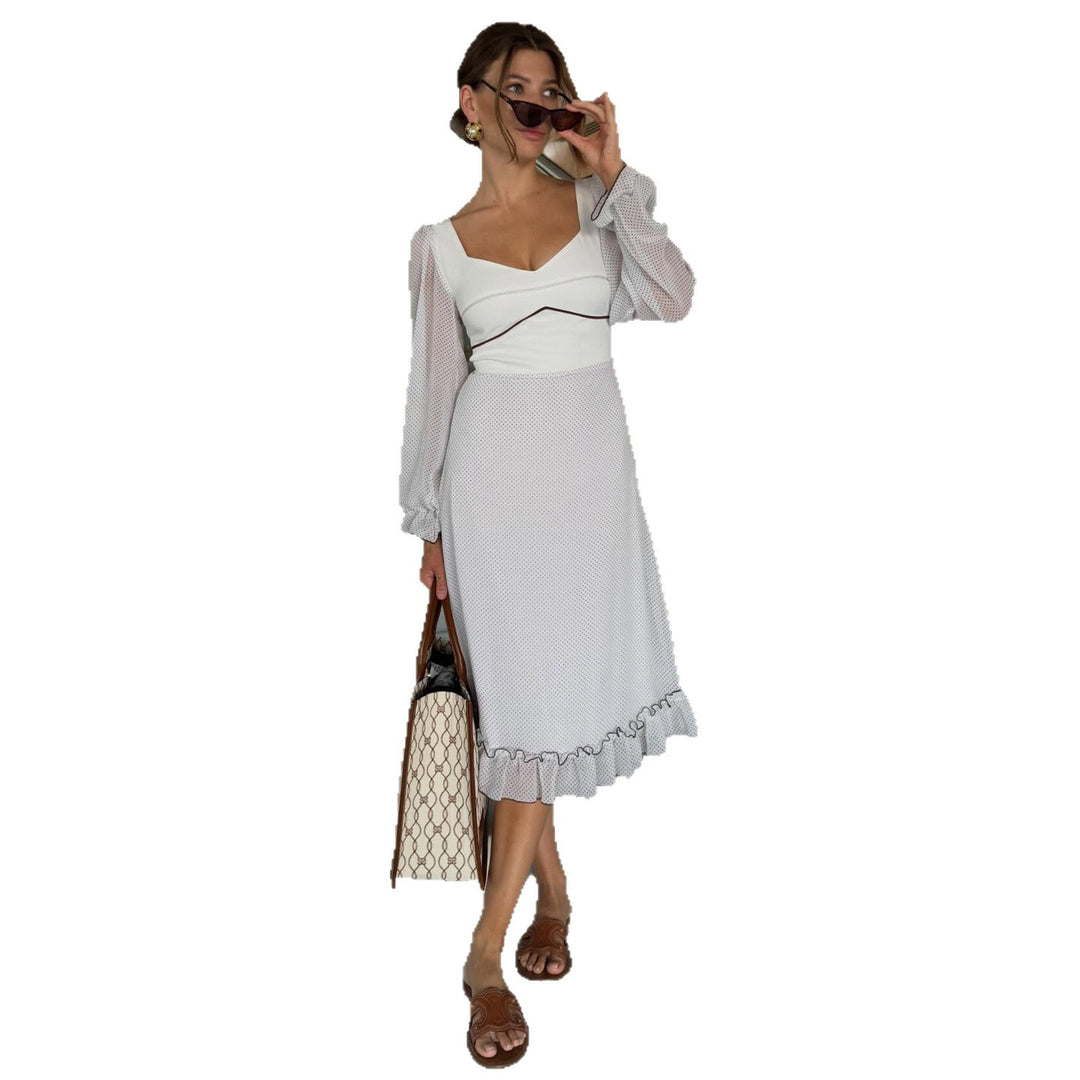 Damen Midikleid mit voluminösen Puffärmeln und verspieltem Rüschensaum R&B