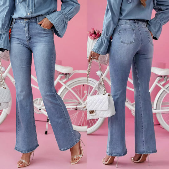 Damen Flared Jeans im eleganten Vintage-Look mit hoher Taille R&B