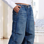 Damen Weite Denim-Hose mit elastischem Bund und lässigem Schnitt R&B