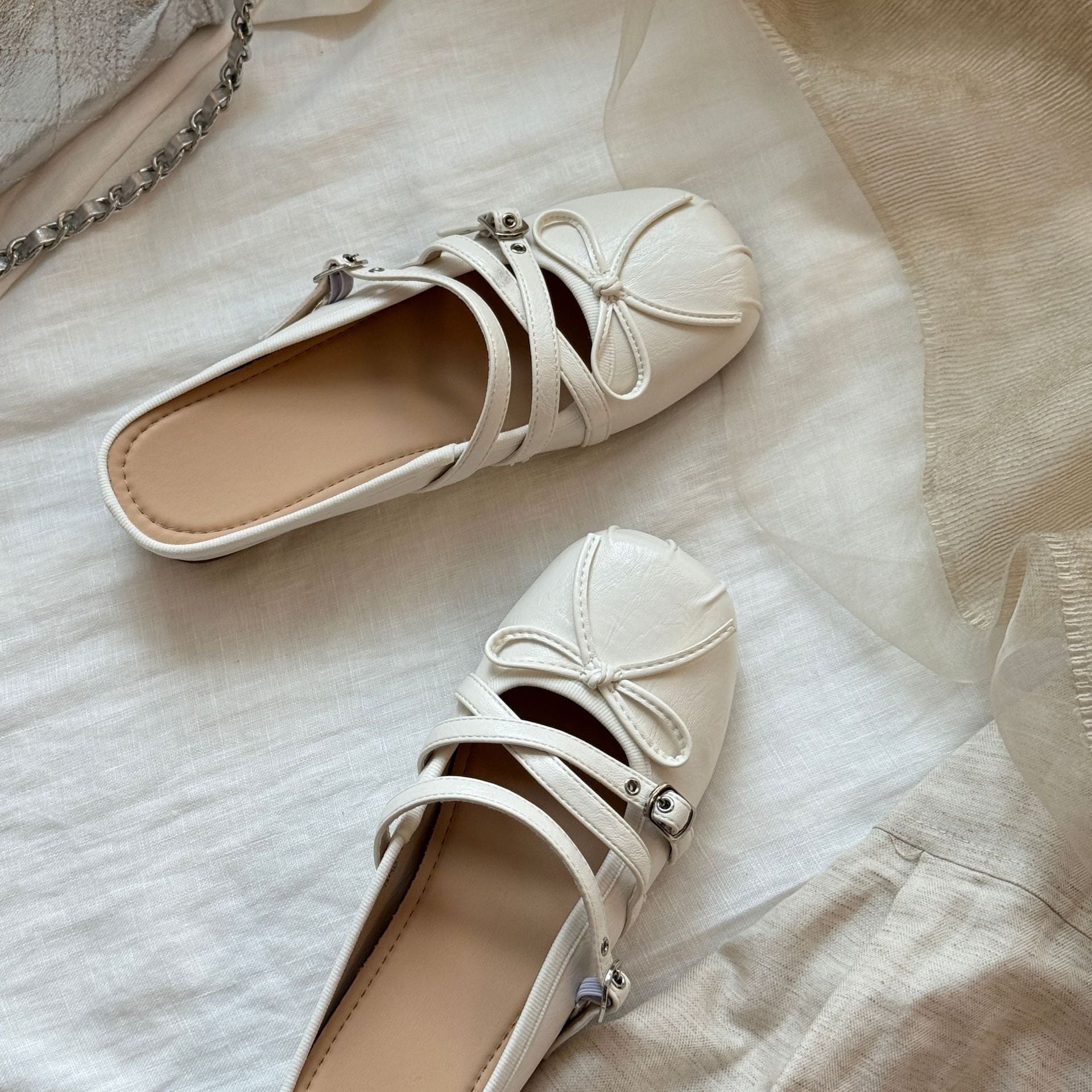 Damen Ballerinas mit eleganter Schleifenapplikation und schimmerndem Obermaterial R&B