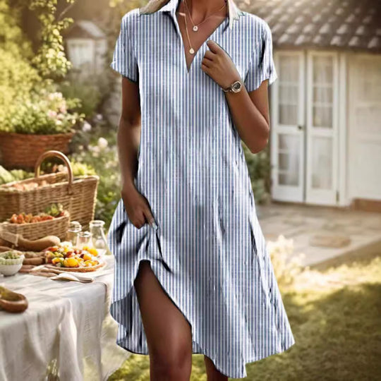 Damen Frischblumen-Hemdkleid mit Knopfverschluss und lässigem Schnitt R&B