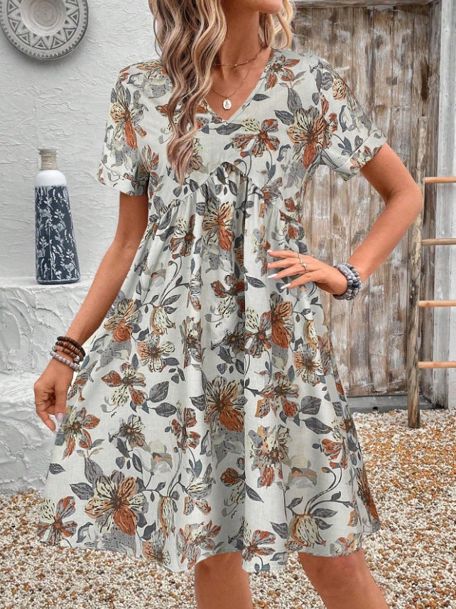 Damen Blütenmuster Freizeitkleid R&B