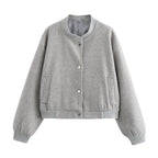 Damen lässige Oversize-Jacke mit Knopfverschluss R&B