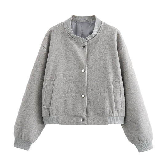 Damen lässige Oversize-Jacke mit Knopfverschluss R&B