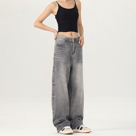 Damen Weite Jeanshose im lässigen Vintage-Stil mit hohem Bund R&B