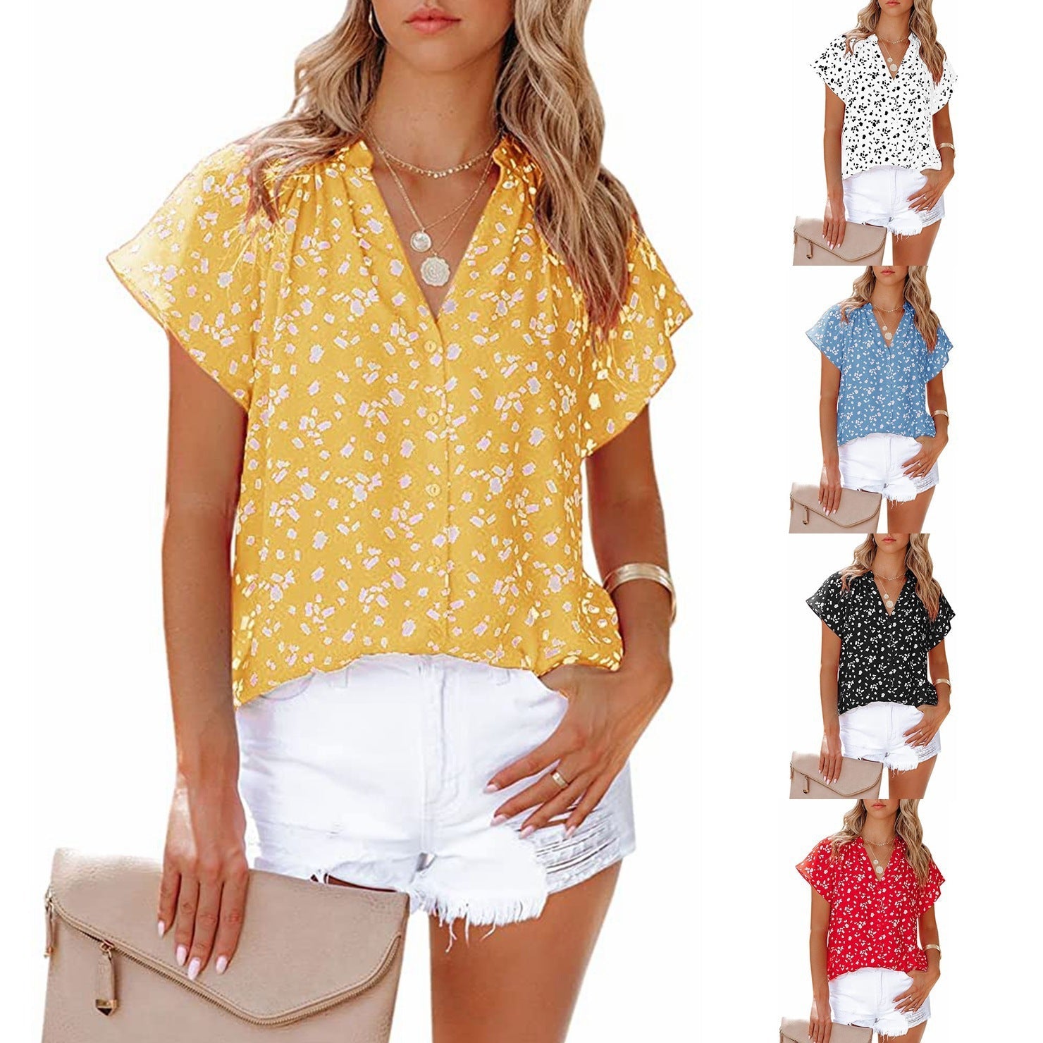 Damen Bluse mit floralem Muster und lässigem Schnitt R&B