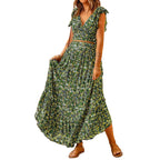 Damen Maxikleid mit Rüschendetails und floralem Design R&B