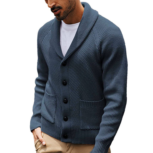 Herren Strickjacke mit Schalkragen und Taschen R&B