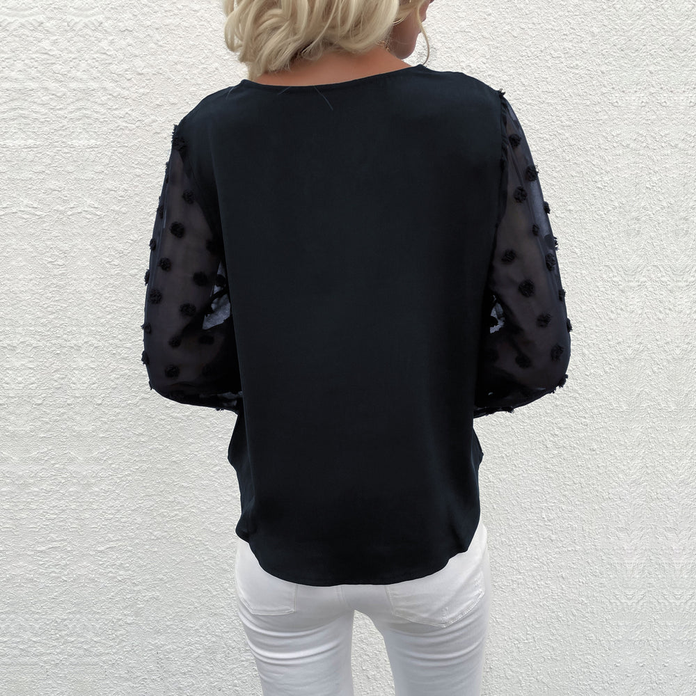 Damen Elegante Bluse mit dekorativen Puffärmeln und feinen Strukturen R&B