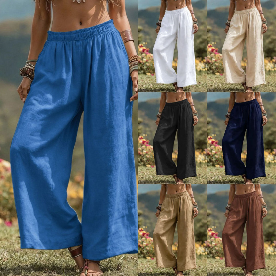 Damen Weit geschnittene Leinenhose R&B