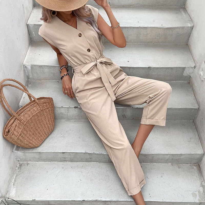Damen Jumpsuit mit tailliertem Schnitt und praktischen Taschen R&B