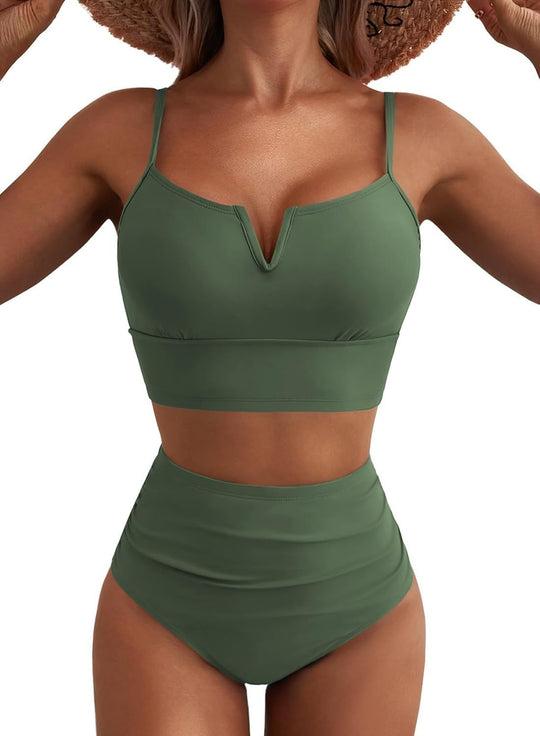 Damen Hochtailliertes Bikini-Set mit modernem V-Ausschnitt und angenehmer Passform R&B