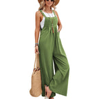 Damen trendiger Jumpsuit mit weitem Bein und verstellbaren Trägern R&B